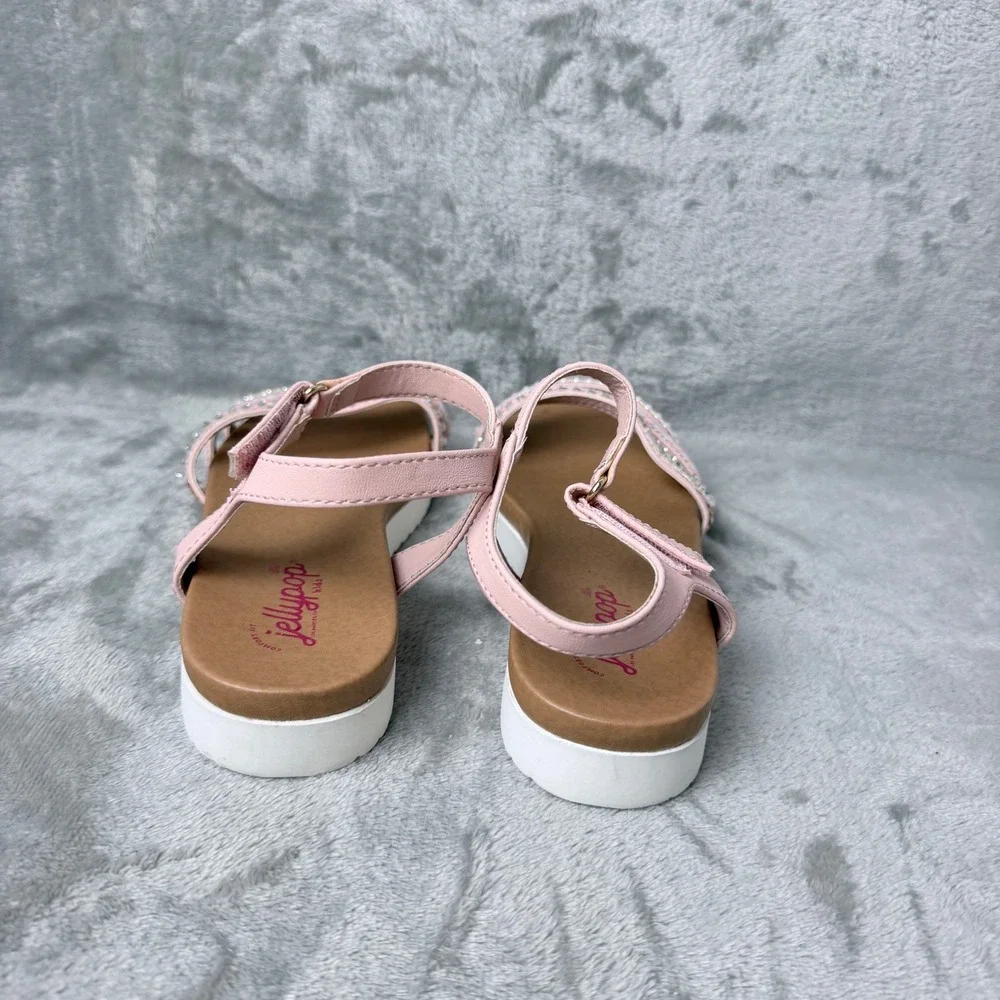 Jellypop Sandals Girls 3M Pink Embellished Pearl Sequin Strappy Comfort Platform